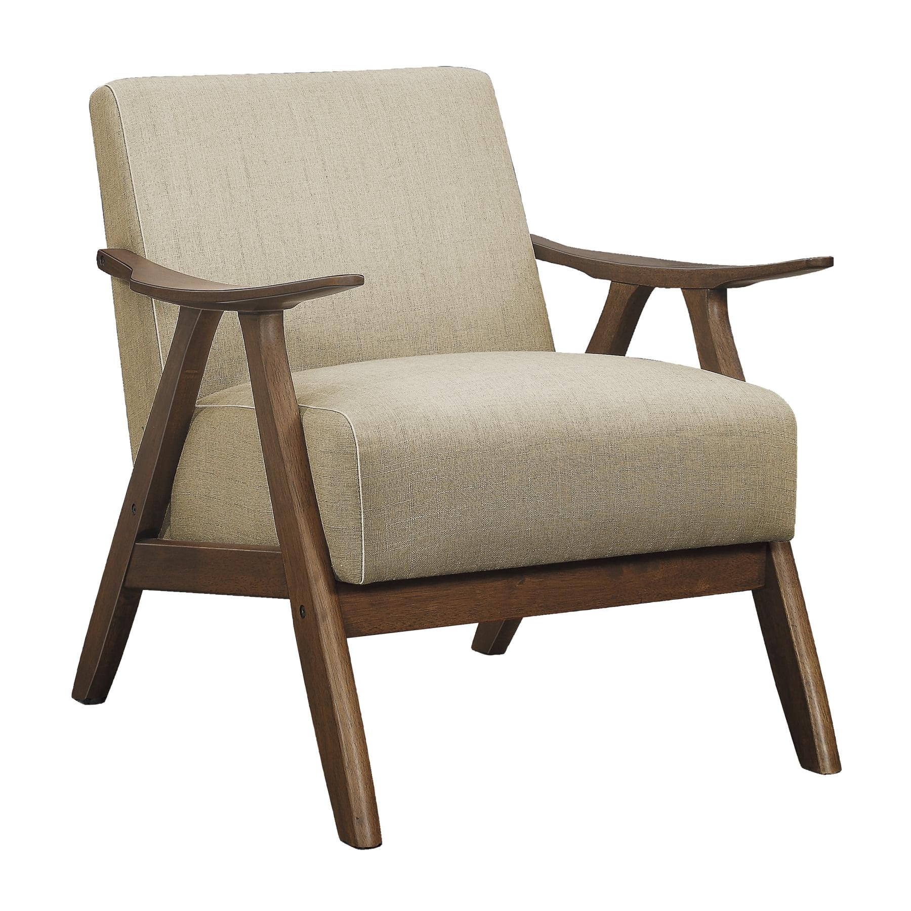 Lexicon Damala Collection Retro Inspired Wood Frame Accent Chair, Light Brown