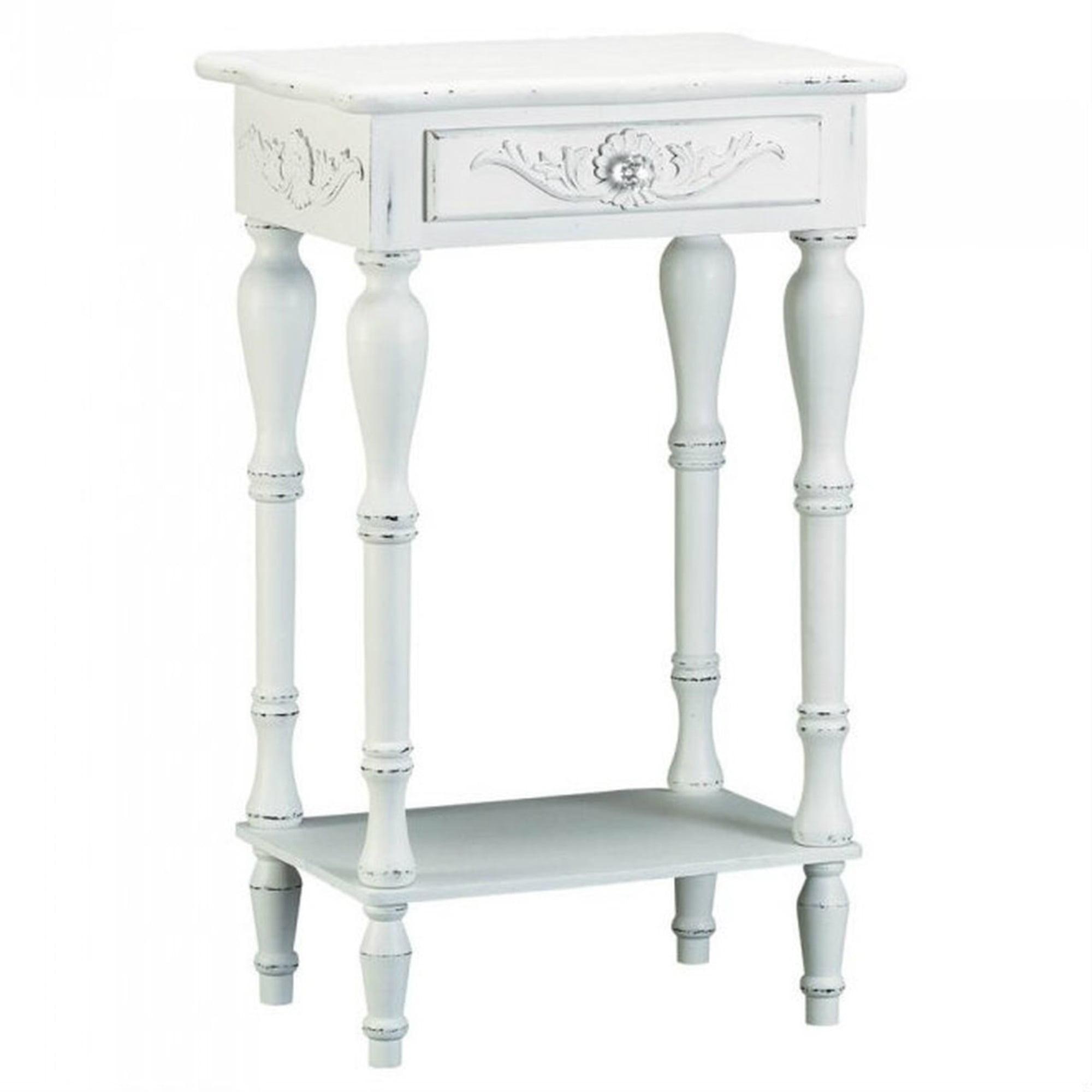 CintBllTer 34353 Carved White Side Table, Multicolor