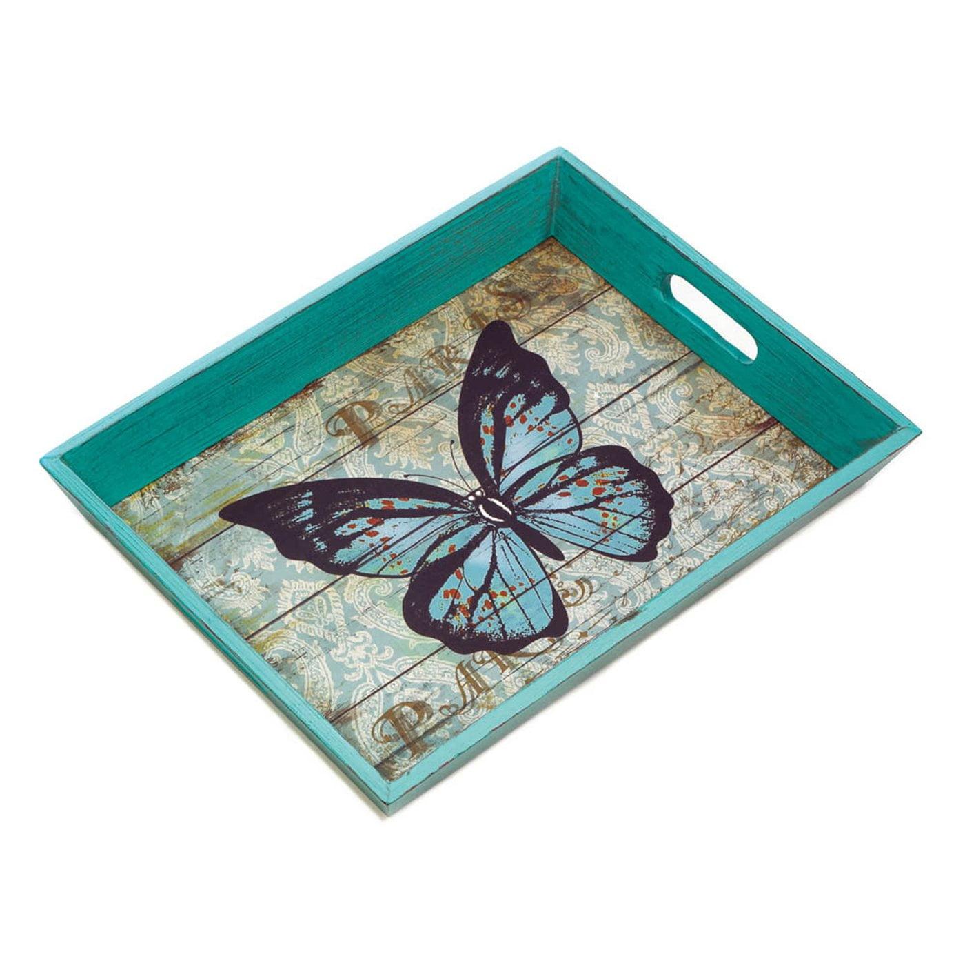 Accent Plus Blue Butterfly Serving Tray