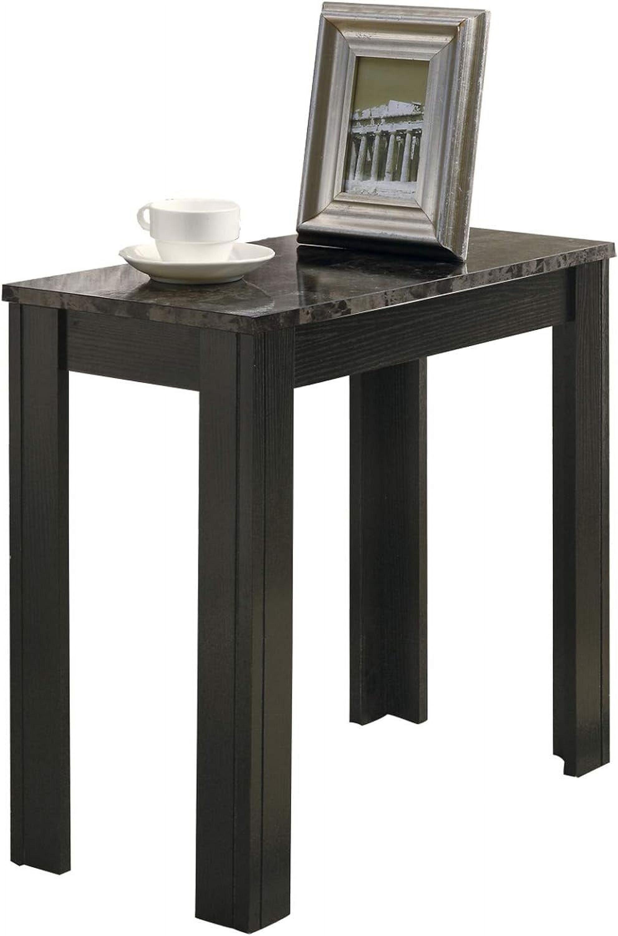 Elegant Black and Grey Marble-Look Rectangular Side Table