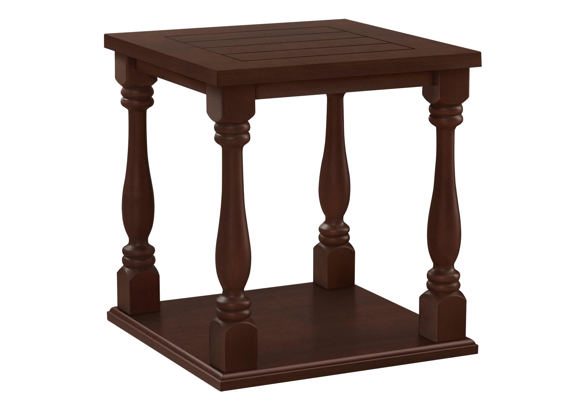 Traditional Brown Wood 2-Tier Square End Table