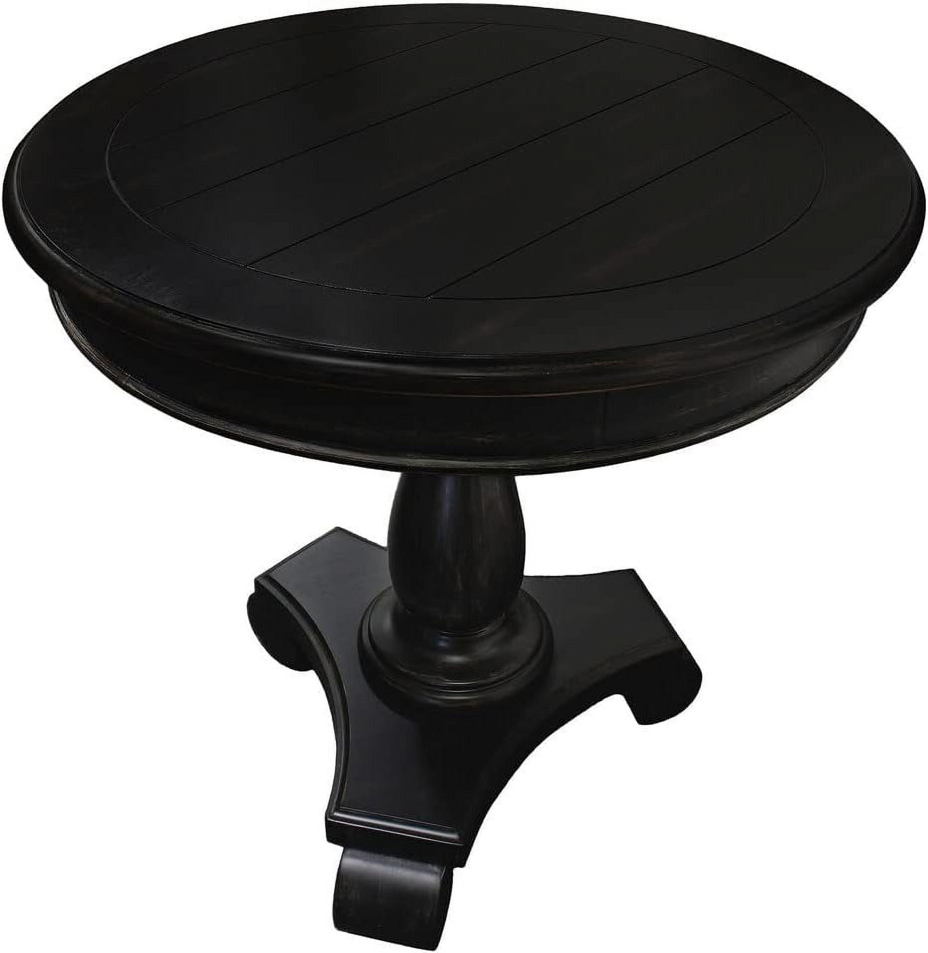 Antique Black 26" Round Engineered Wood Vintage End Table