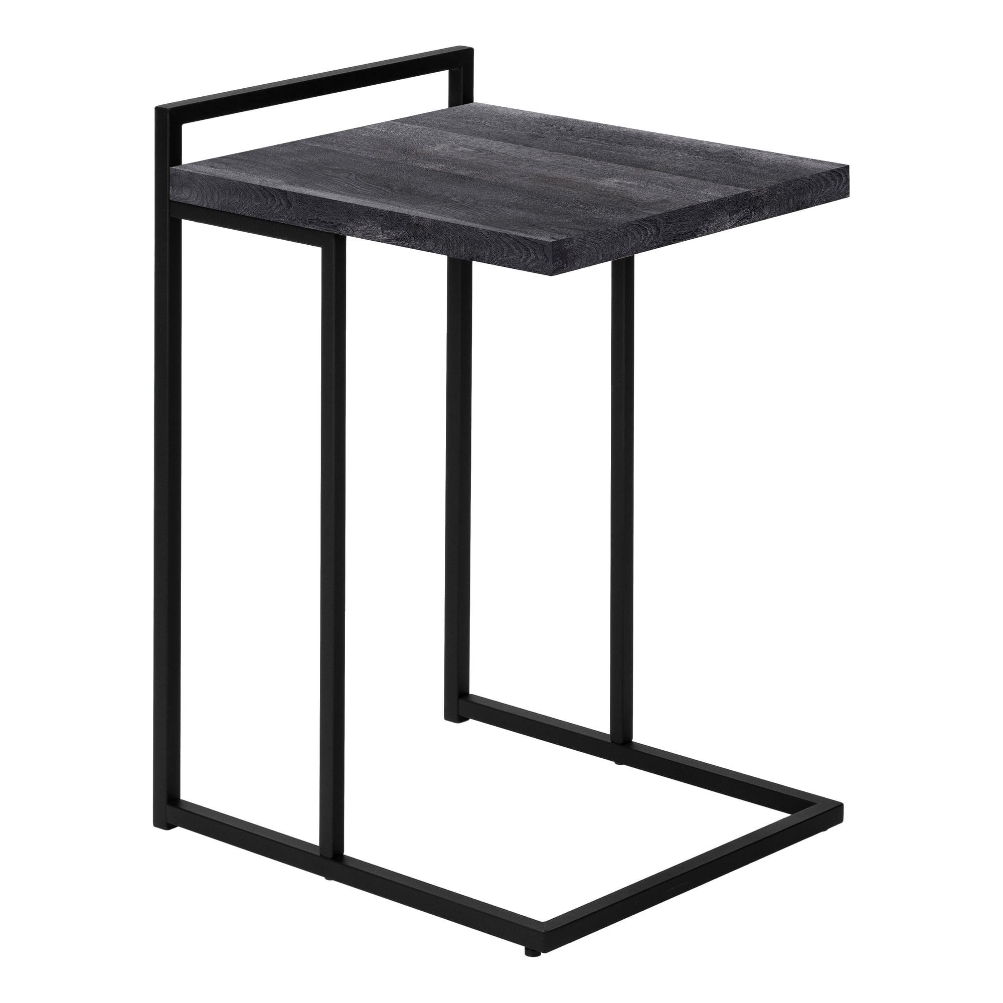 Monarch 25" Black Reclaimed Wood & Metal C-Shaped Accent Table