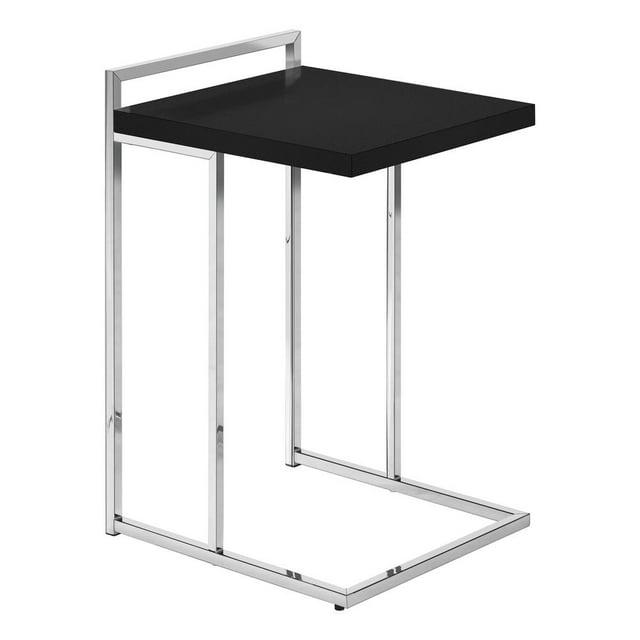 Monarch Specialties Accent Table C-Shaped End Side Snack Living Room Bedroom Metal Laminate Black Chrome Contemporary Modern