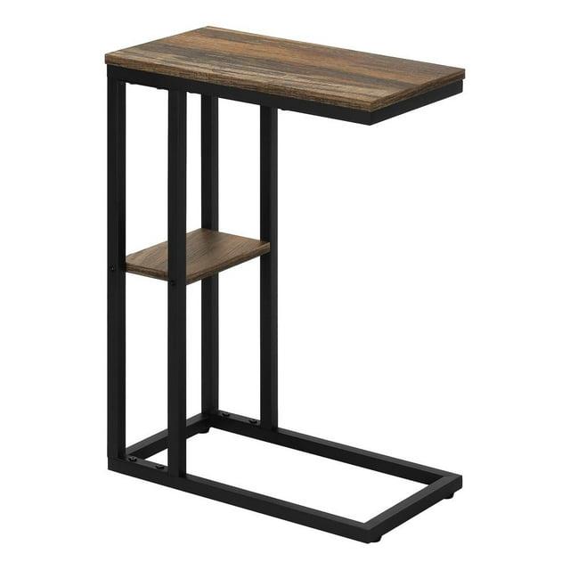 Monarch Specialties Accent Table C-Shaped End Side Snack Living Room Bedroom Metal Laminate Brown Black Contemporary Modern