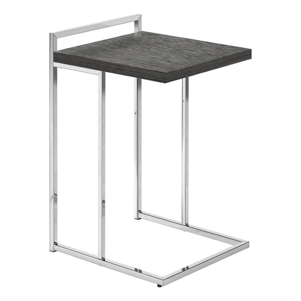 Monarch Specialties Accent Table C-Shaped End Side Snack Living Room Bedroom Metal Laminate Grey Chrome Contemporary Modern