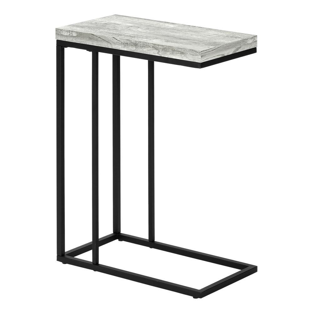 Monarch Specialties Accent Table, C-shaped, End, Side, Snack, Living Room, Bedroom, Grey Laminate, Black Metal, Contemporary, Modern