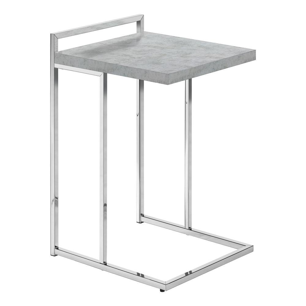 Monarch Specialties Accent Table C-Shaped End Side Snack Living Room Bedroom Metal Laminate Grey Chrome Contemporary Modern