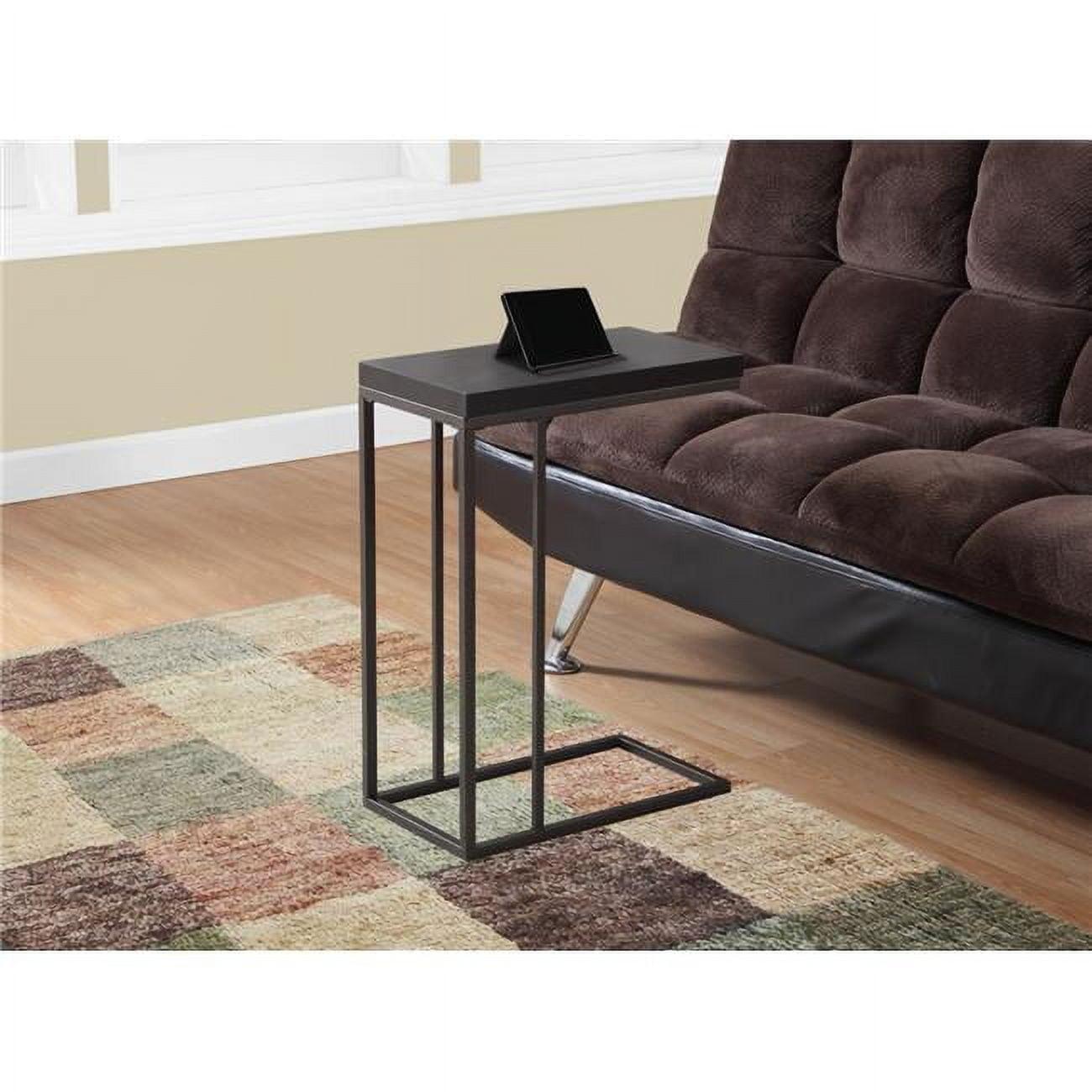 Cappuccino Finish Rectangular Accent Table with Bronze Metal Base