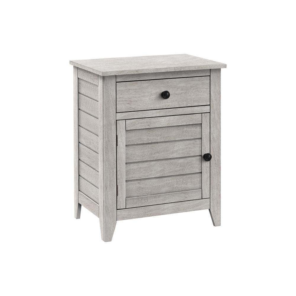 Monarch Specialties Accent Table Nightstand Storage Drawer End Side Table Bedroom Lamp Storage Grey Veneer Transitional