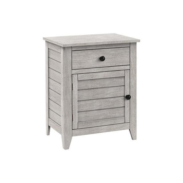 Monarch Specialties Accent Table Nightstand Storage Drawer End Side Table Bedroom Lamp Storage Grey Veneer Transitional