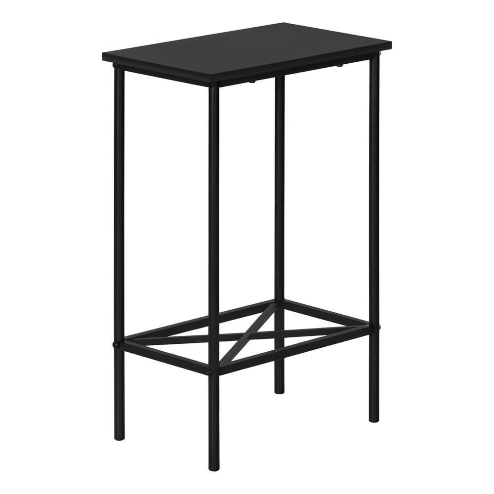 Monarch Specialties Accent Table Side End Narrow Small 2 Tier Living Room Bedroom Metal Laminate Black Contemporary Modern