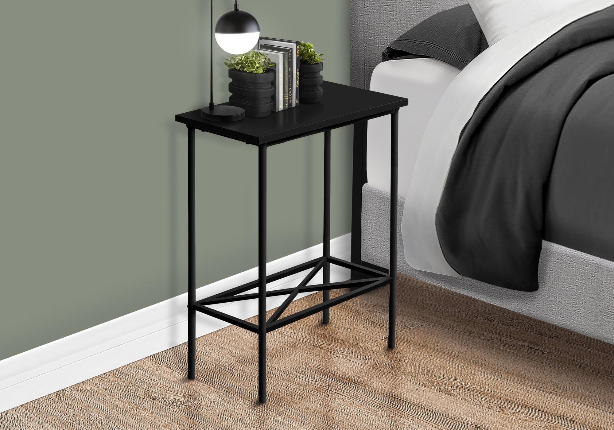 Contemporary Black Metal and Wood 2-Tier Accent Table