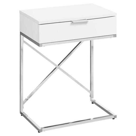 Monarch Specialties ACCENT TABLE - 24H / GLOSSY WHITE / CHROME METAL