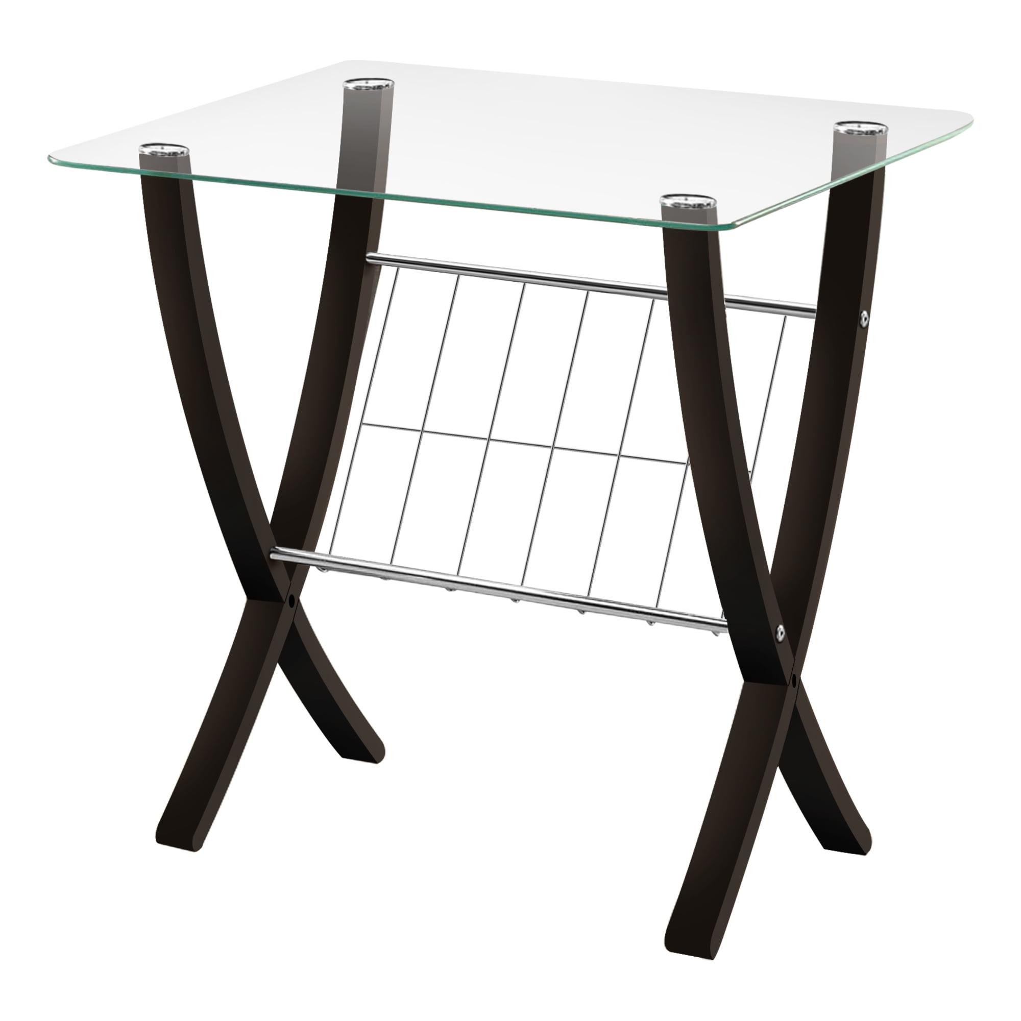 Cappuccino Bentwood & Tempered Glass 24" Contemporary Accent Table