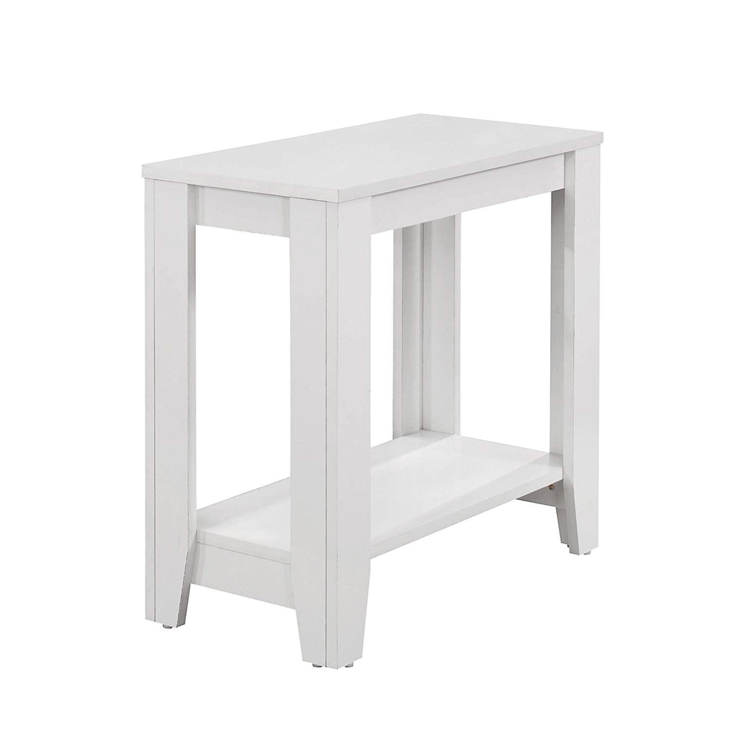 Modern Sleek White Rectangular Side Table with Tapered Legs