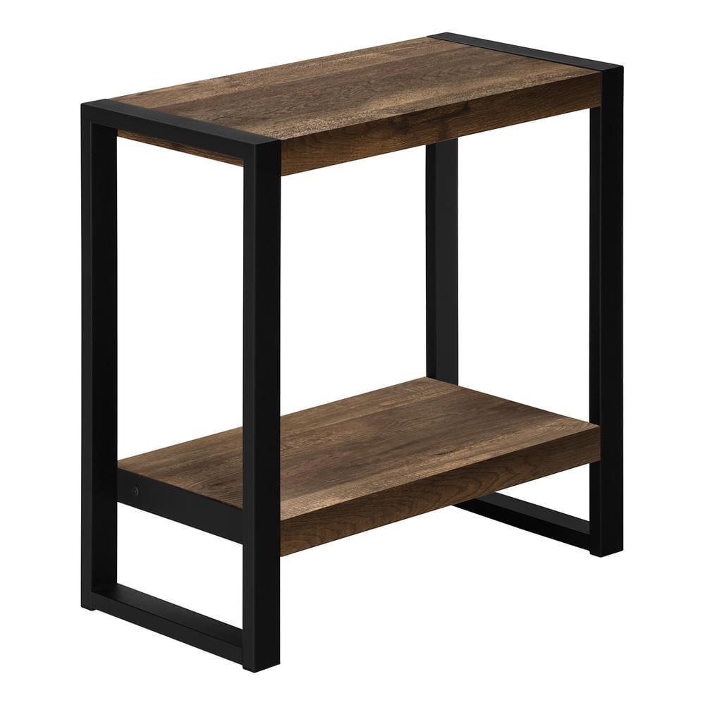 Accent Table Side End Nightstand Lamp Living Room Bedroom Brown Laminate Black Metal Industrial