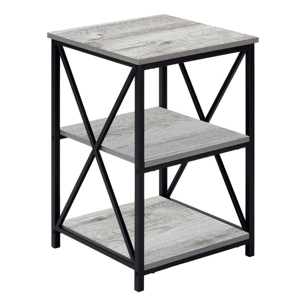 Monarch Specialties Accent Table Side End Nightstand Lamp Living Room Bedroom Metal Laminate Black Contemporary Modern