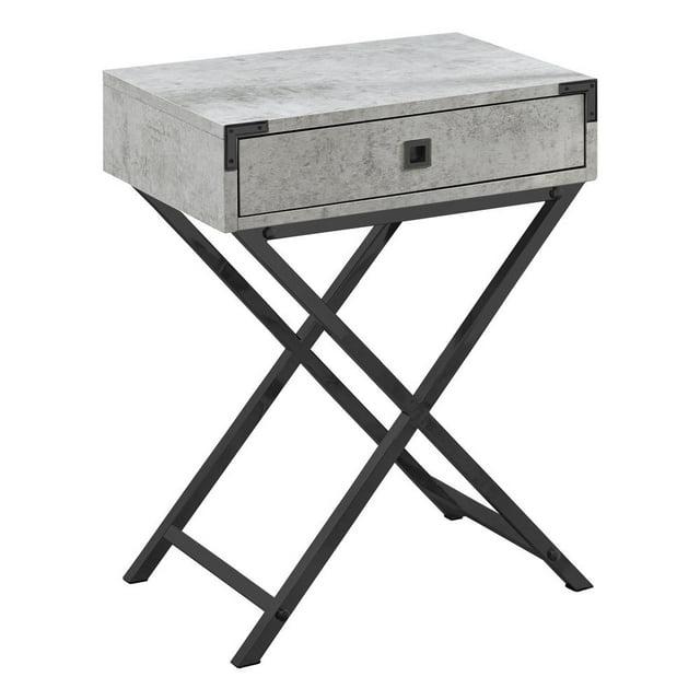 Monarch Specialties Accent Table Side End Nightstand Lamp Storage Drawer Living Room Bedroom Metal Laminate Grey Black Contemporary Modern