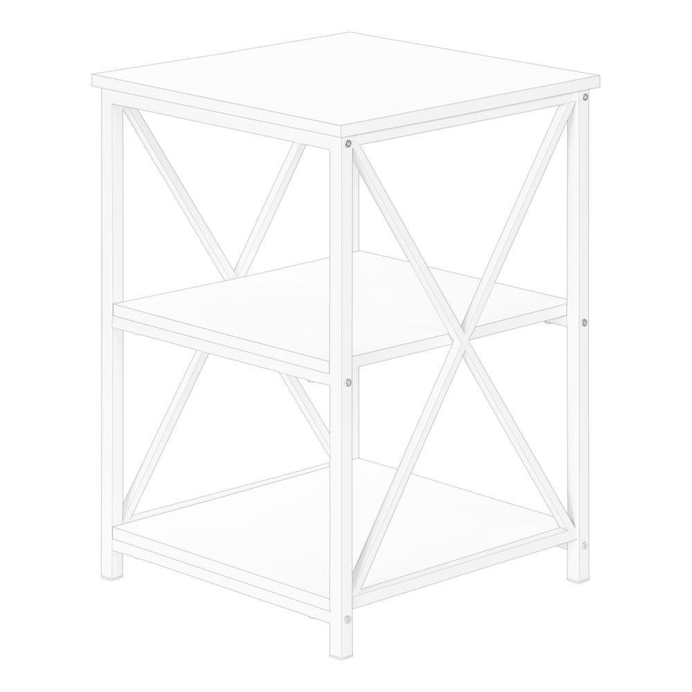 Accent Table Side End Nightstand Lamp Living Room Bedroom White Laminate White Metal Contemporary Modern
