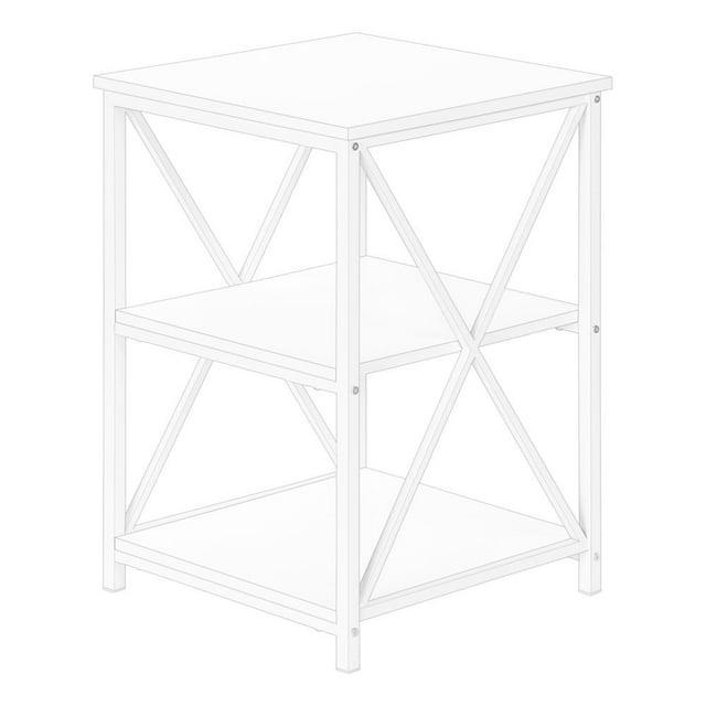 Accent Table Side End Nightstand Lamp Living Room Bedroom White Laminate White Metal Contemporary Modern