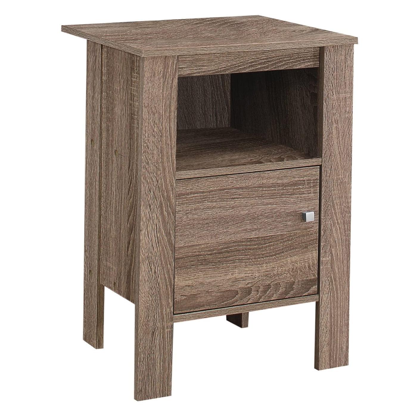 Sleek Dark Taupe Nightstand with Silver Knob and Storage