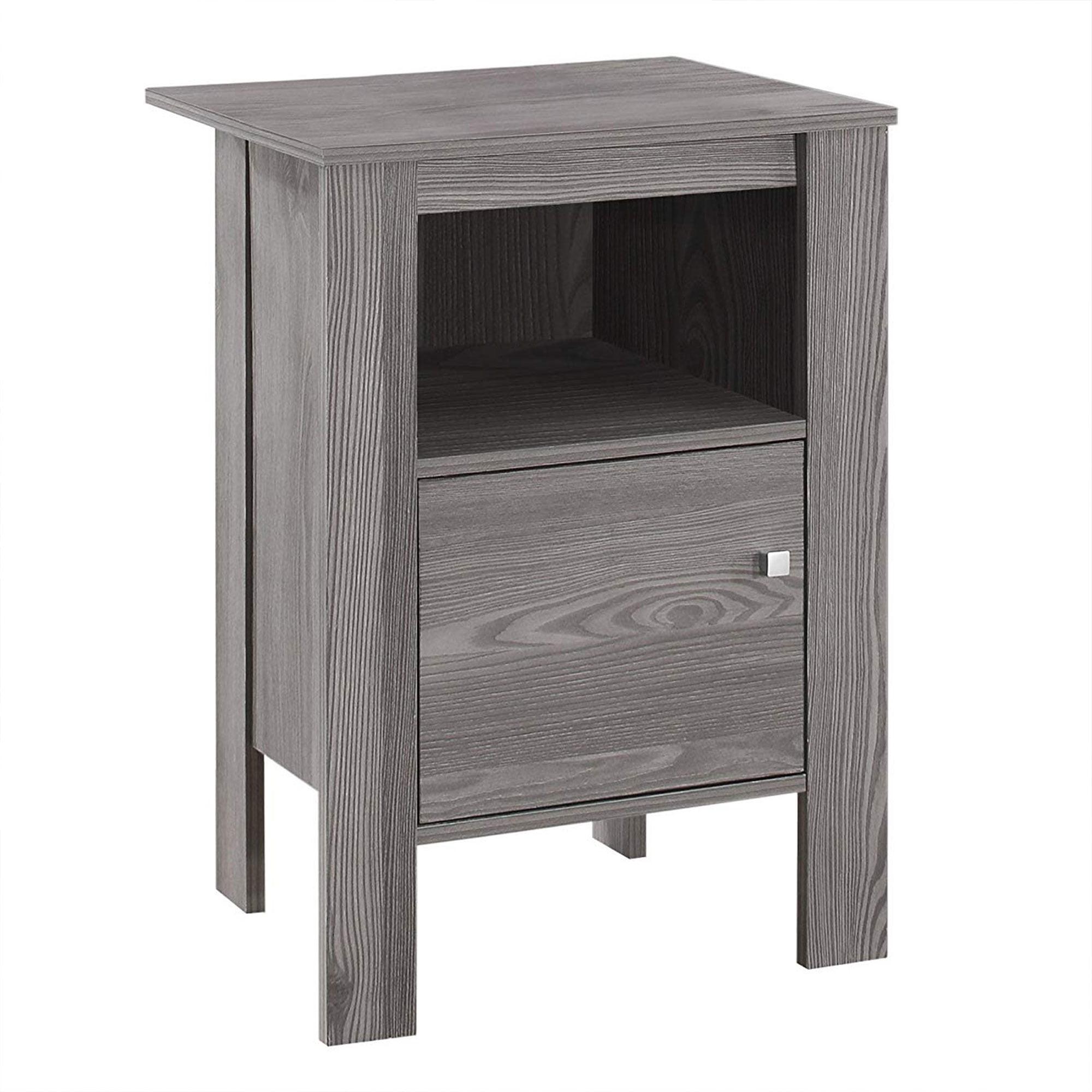 Gray Laminate Rectangular Nightstand with Storage