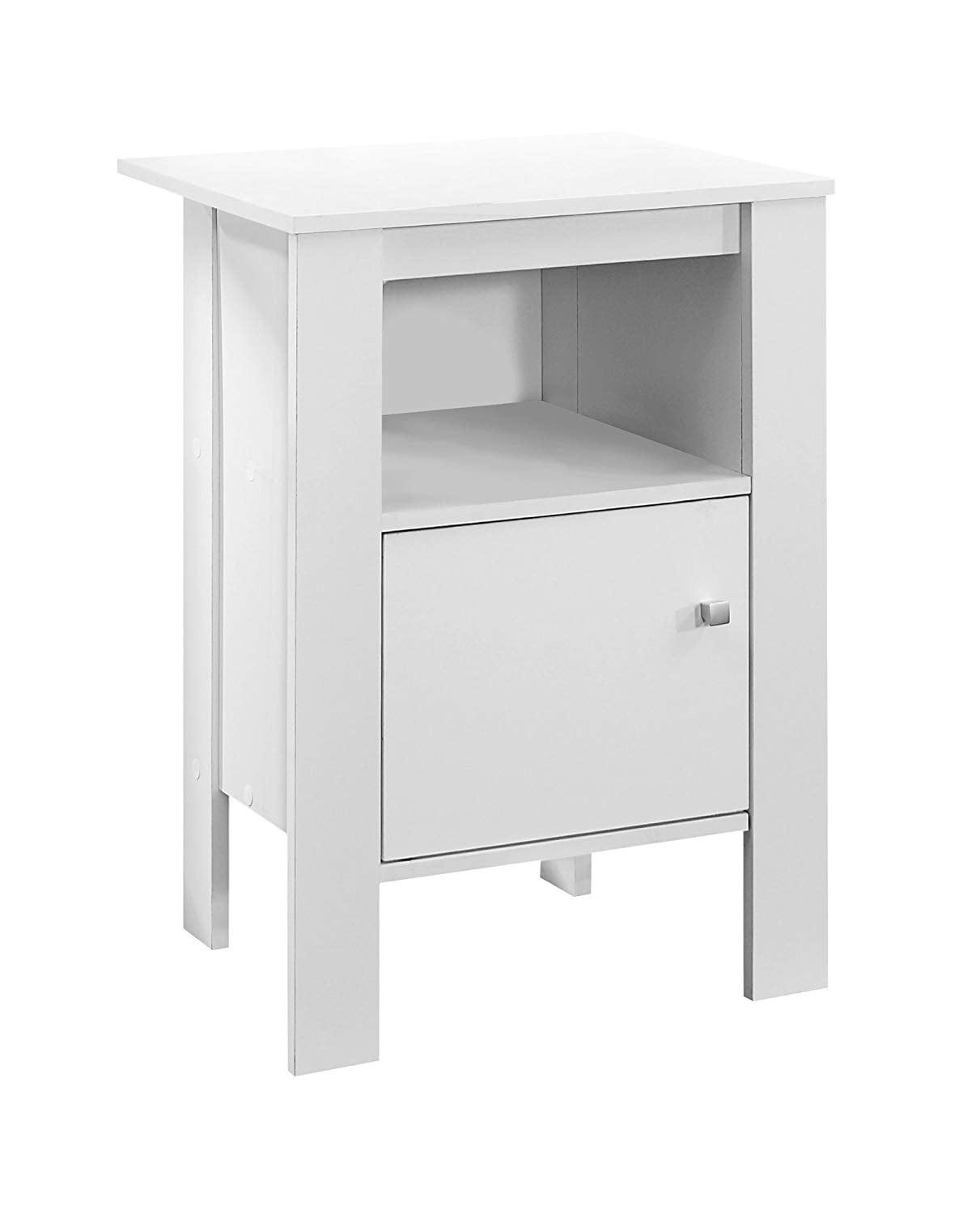 Elegant White Wood Accent Table with Open Shelf and Storage Cabinet