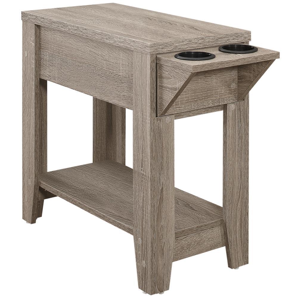 Accent Table Side End Storage Lamp Bedroom Laminate Dark Taupe