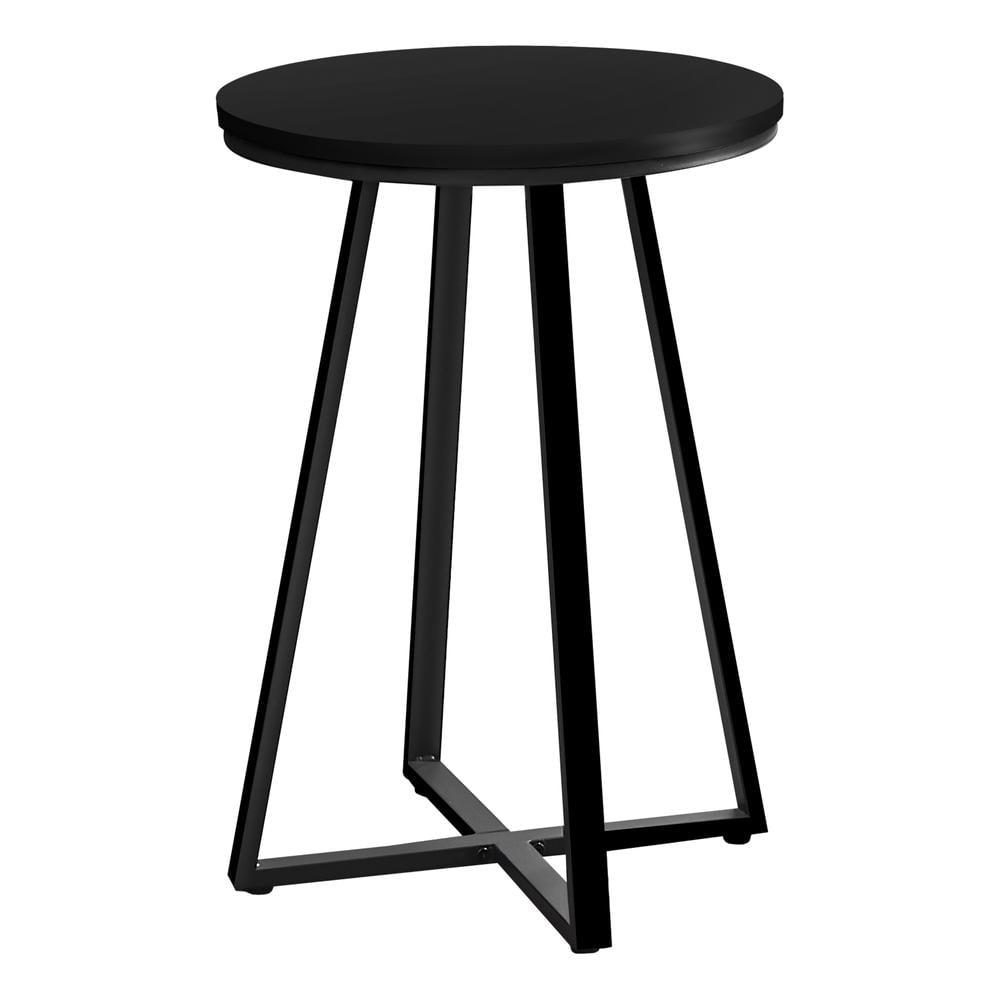 17 Stories Accent Table, Side, Round, End, Nightstand, Lamp, Living Room, Bedroom, Laminate, Black Metal, Contemporary, Modern