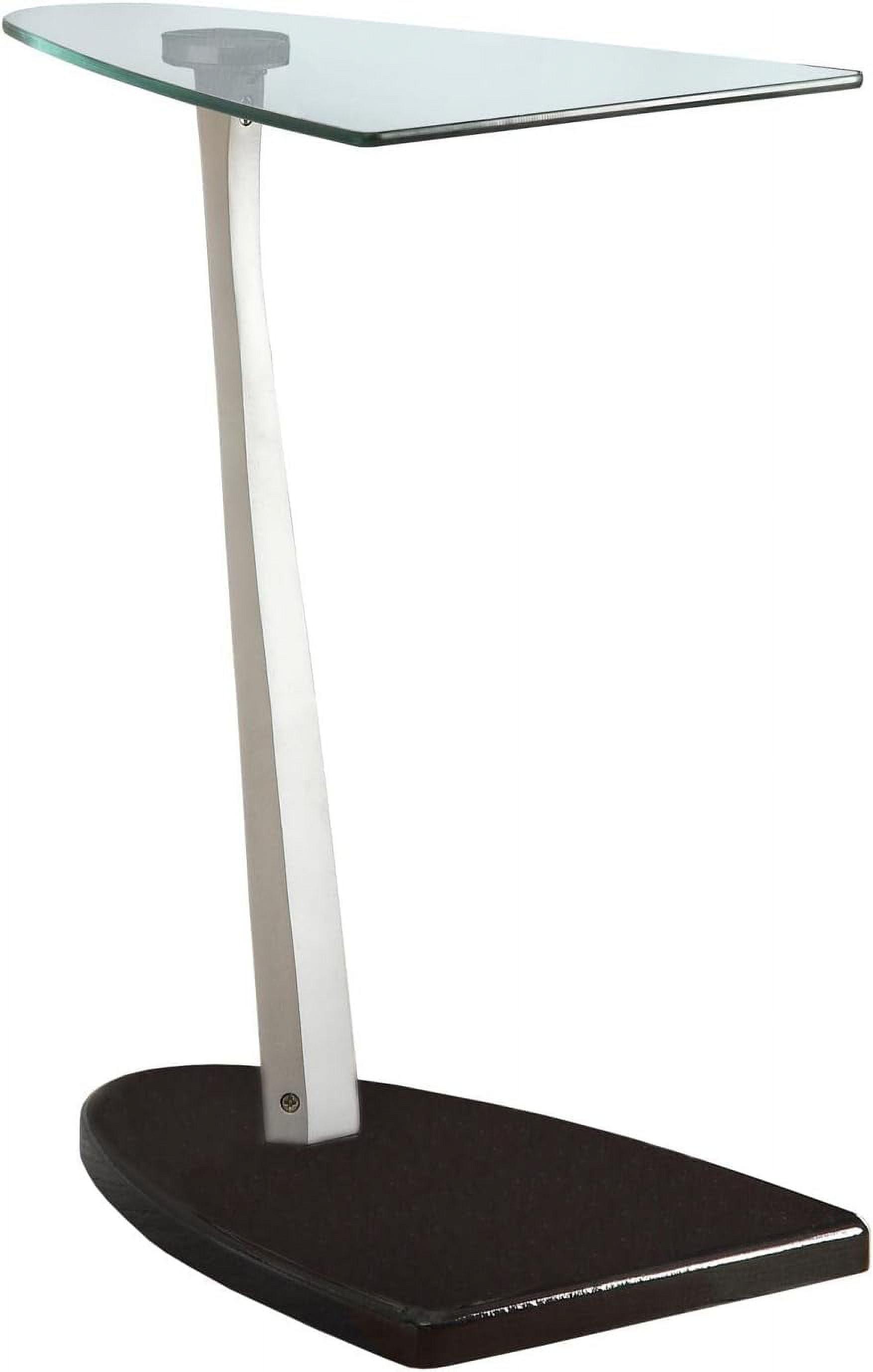 Contemporary Triangular Black Wood & Metal D-Shape Accent Table