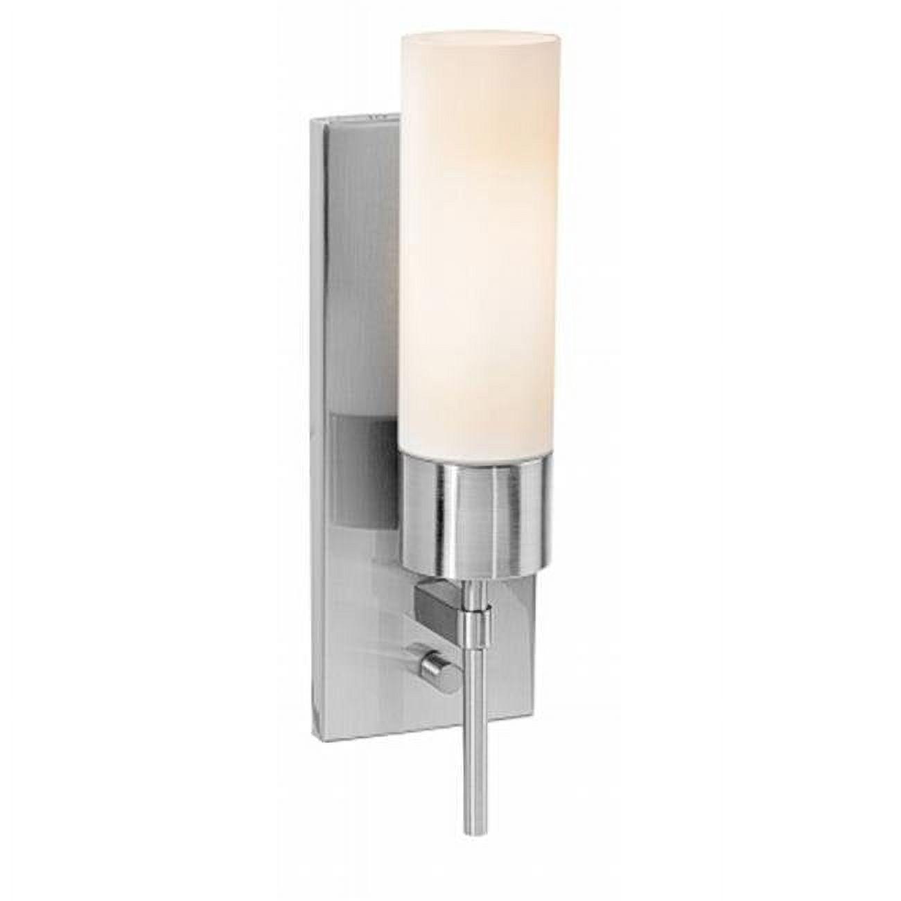 Brushed Steel Cylinder Wall Sconce 14.5" - Off-White Shade