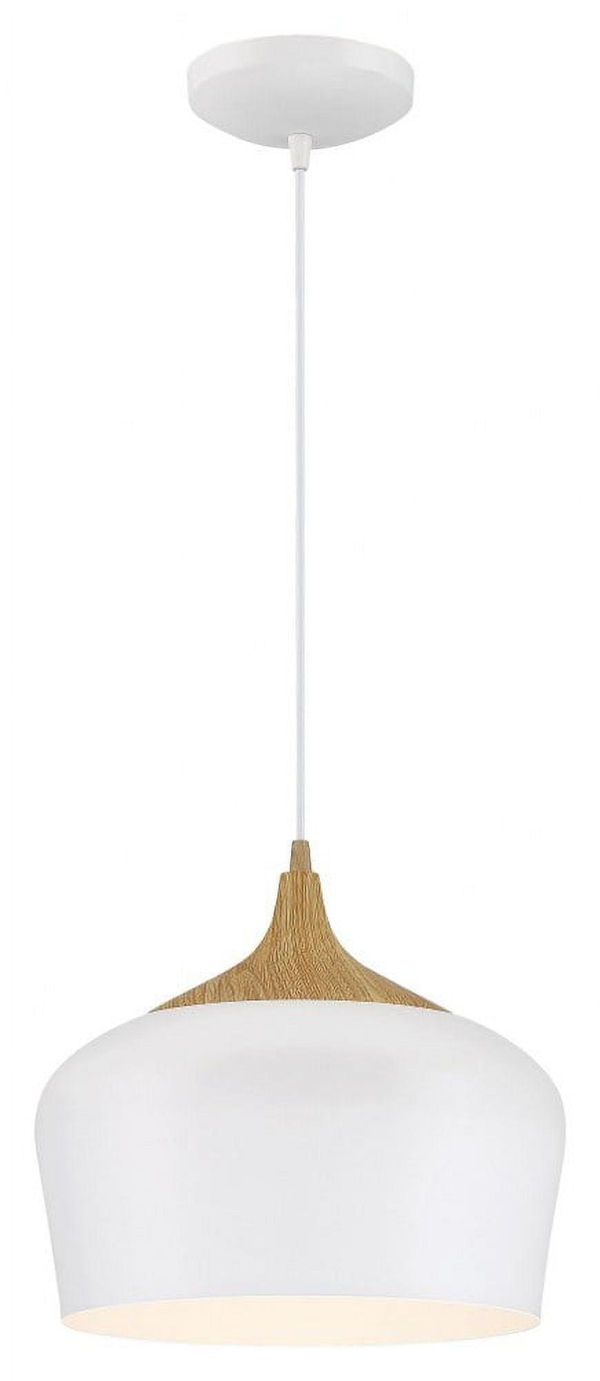 Access Lighting 52057LEDDLP-WH-WGN 12 in. Blend LED Pendant Ceiling Light, White with Wood Grain