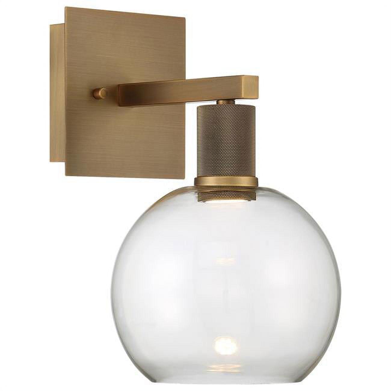 Antique Brushed Brass Dimmable Wall Sconce with Clear Globe