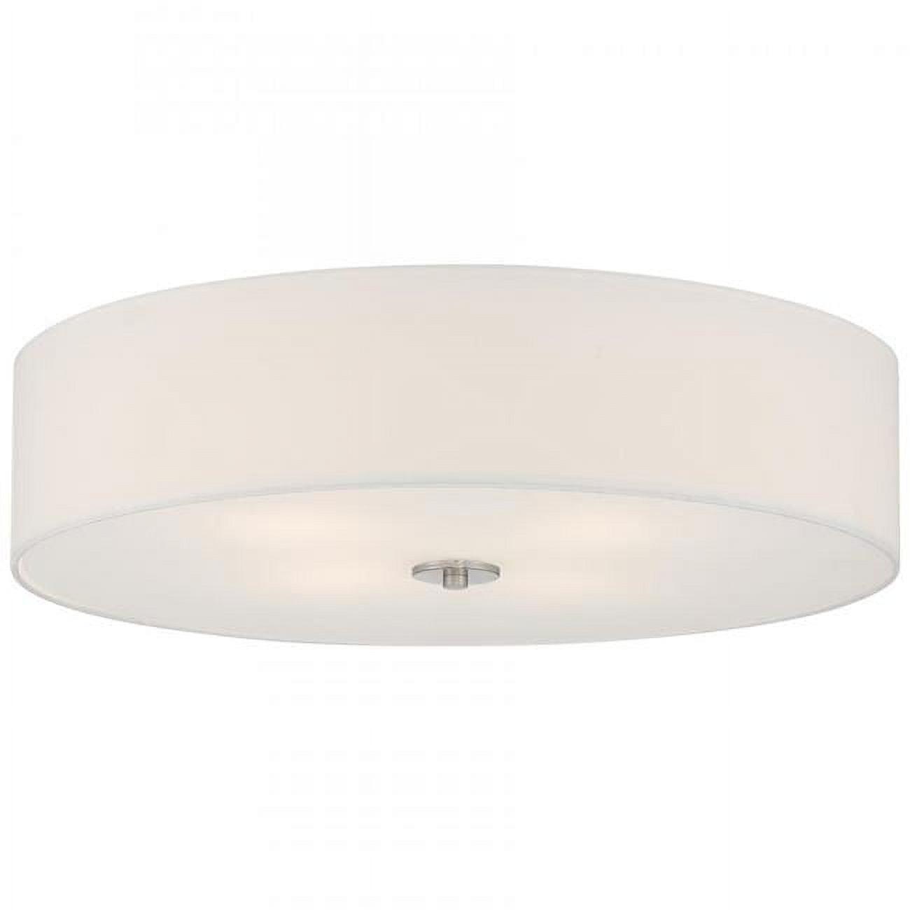 Sleek Brushed Steel LED Drum Flush Mount Ceiling Light