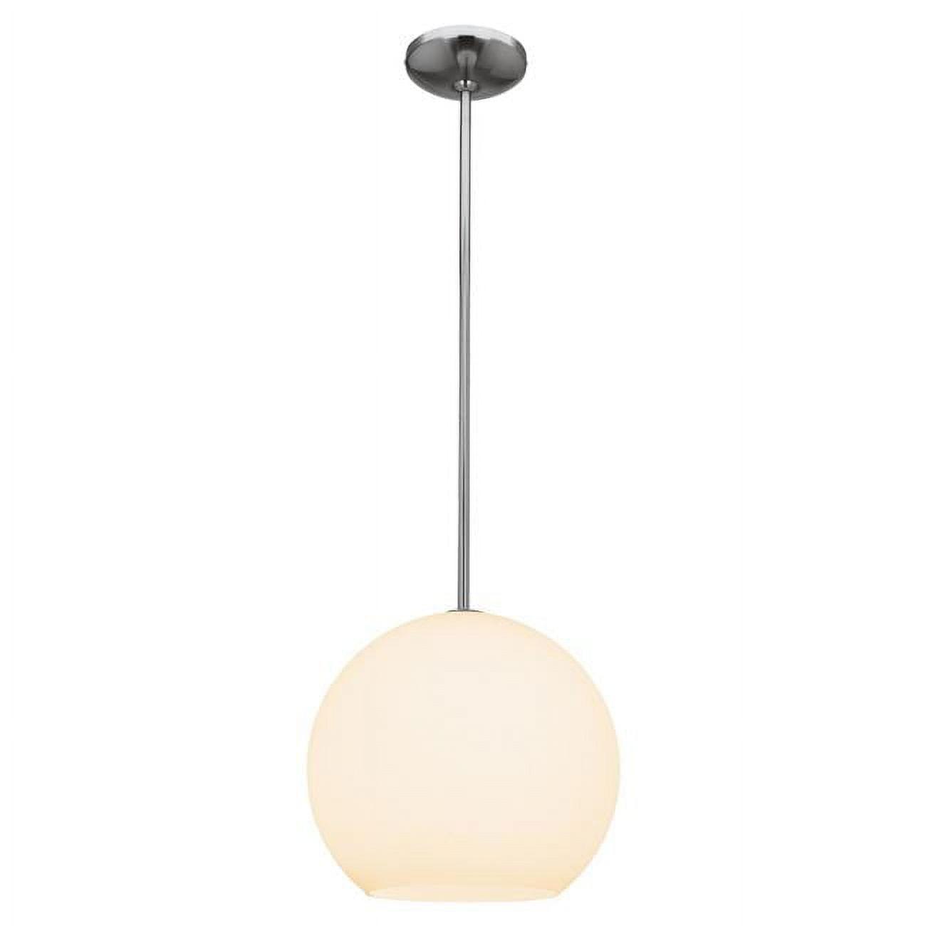 Contemporary Nitrogen Brushed Steel Globe Pendant, 11.5" LED