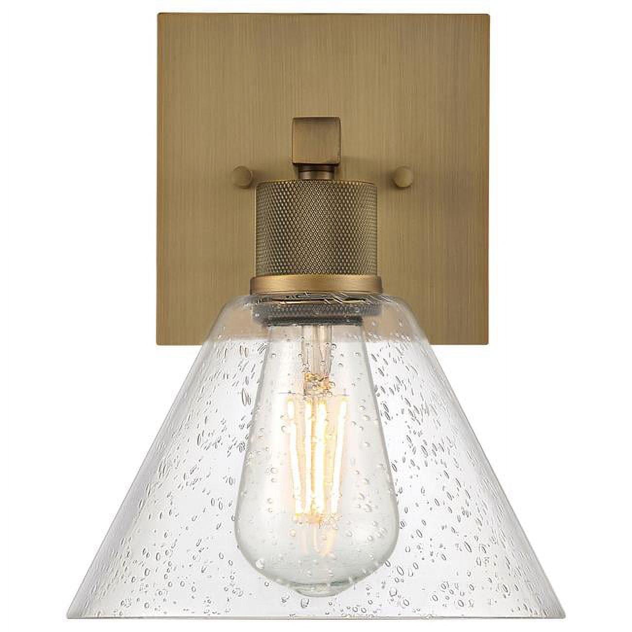 Antique Brushed Brass Martini LED Wall Sconce with Seeded Glass