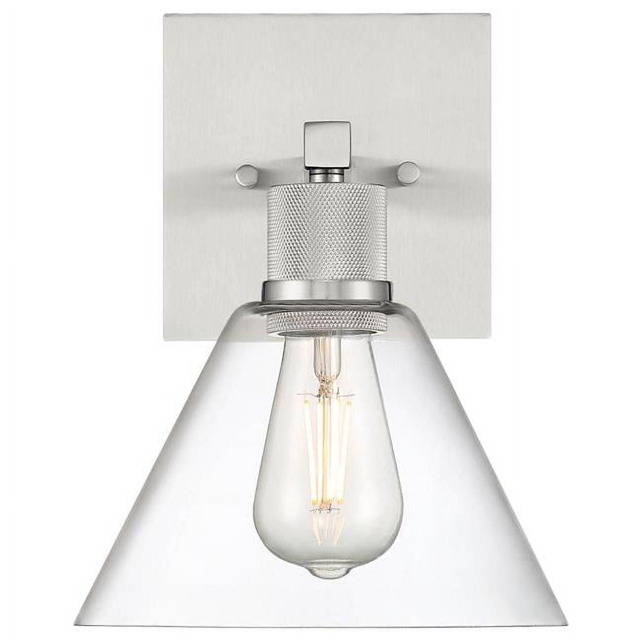 Access Lighting Port Nine Martini LED Wall Sconce - Replaceable LED Brushed Steel/Clear Glass