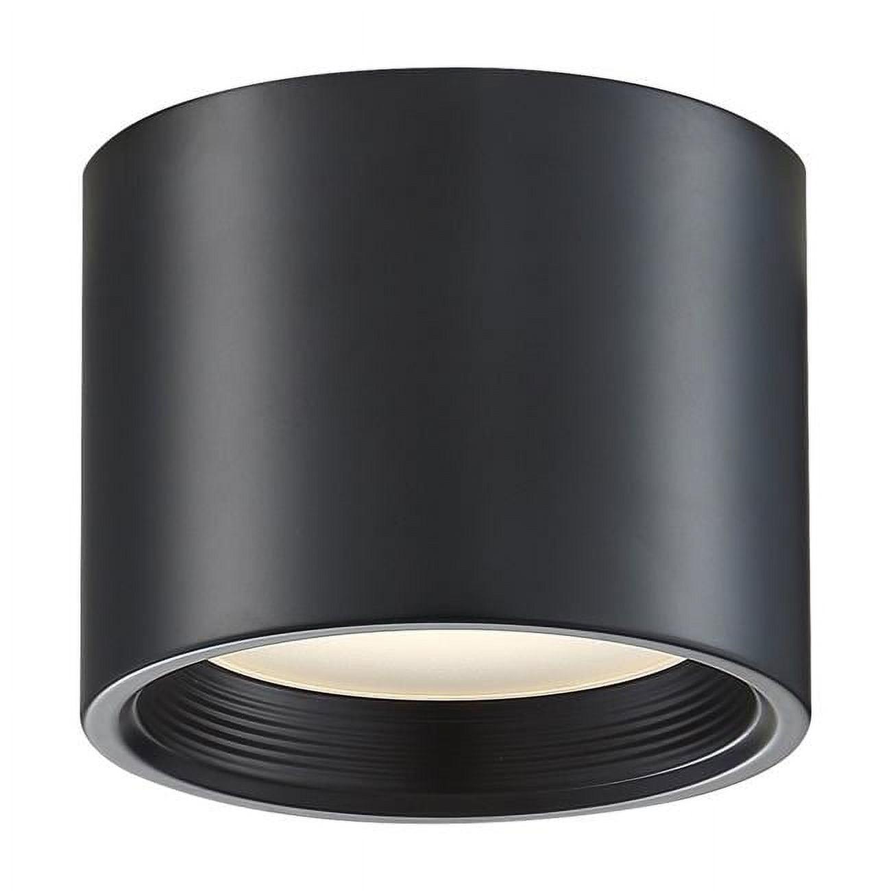 Black Aluminum LED Drum Flush Mount Light