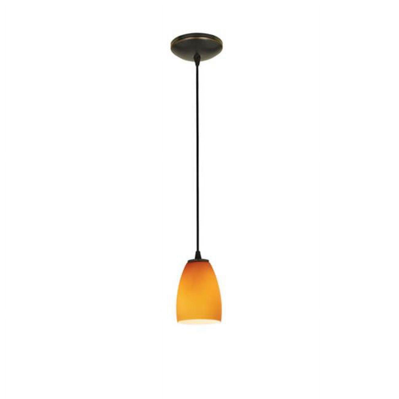 Amber Glass Oil Rubbed Bronze Pendant Light