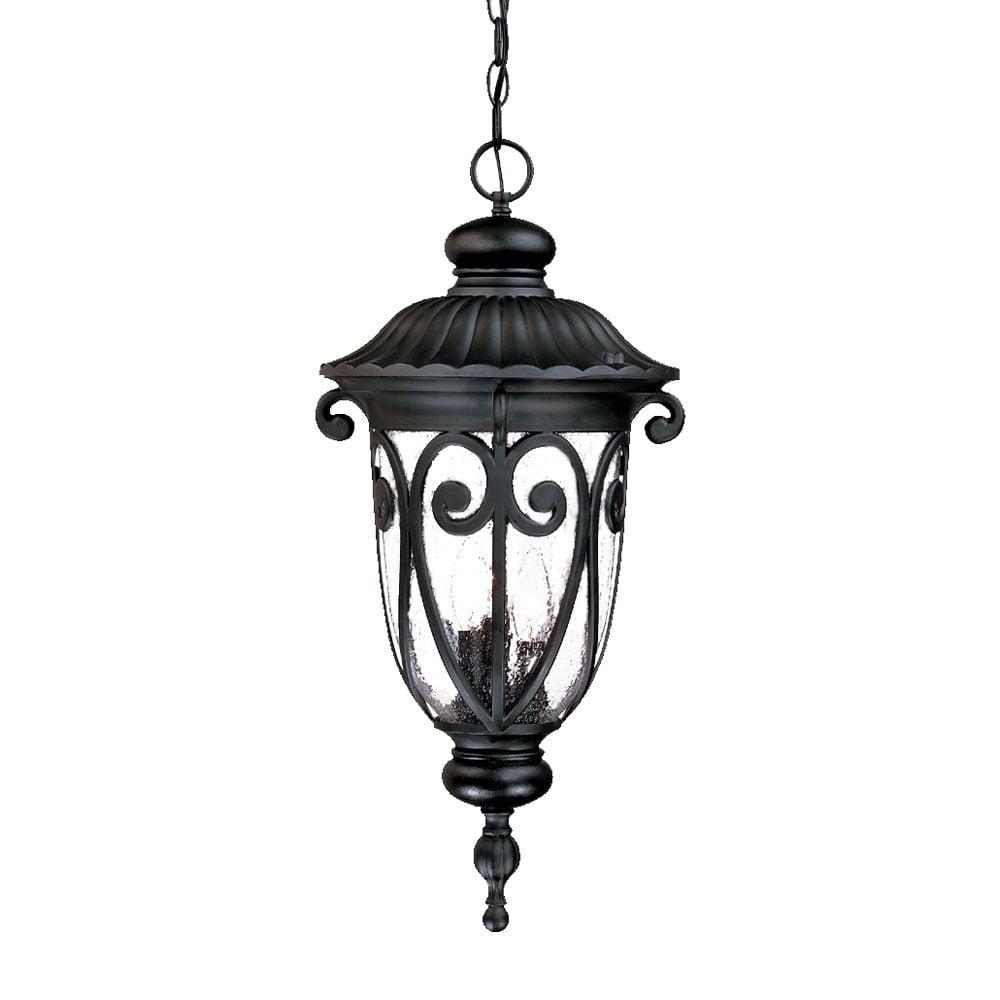 Naples Matte Black Aluminum 3-Light Outdoor Hanging Lantern