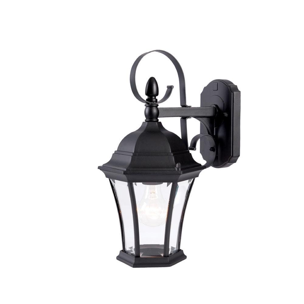 Black Cast Aluminum Outdoor Wall Lantern with Clear Glass