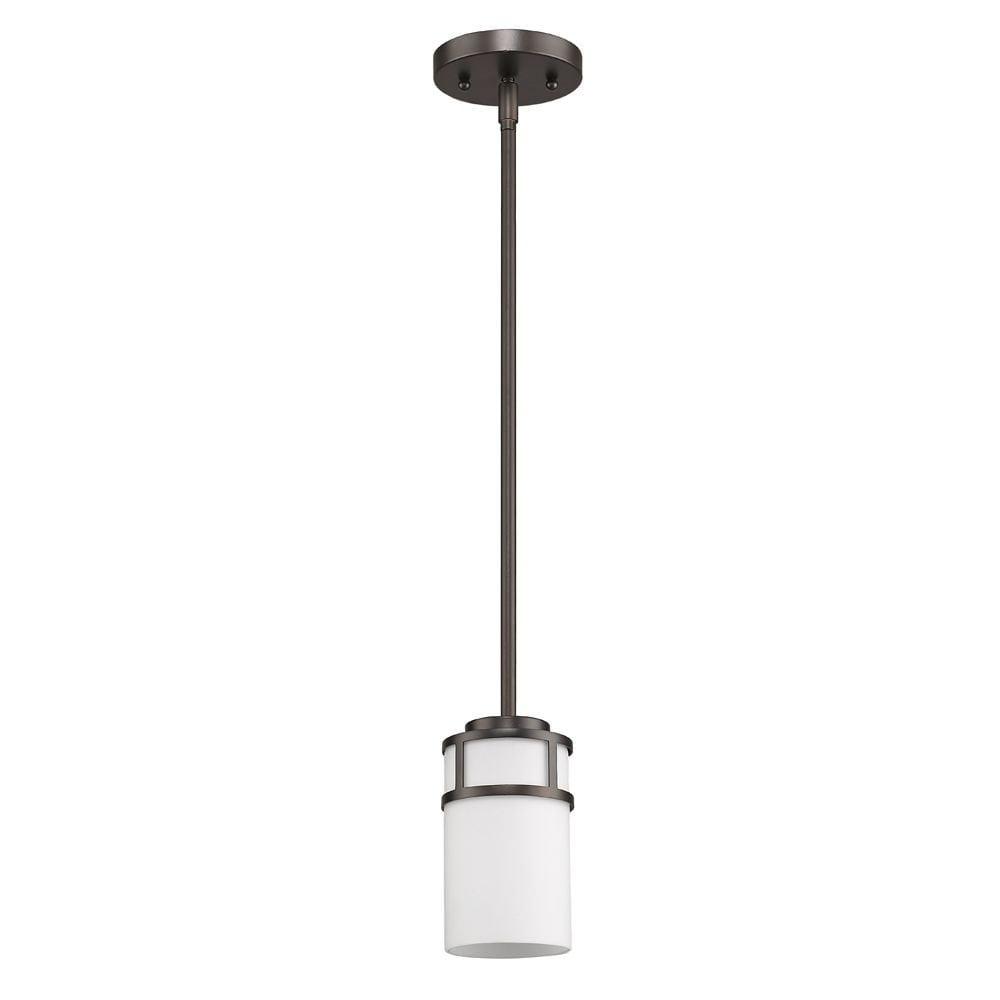 Alexis Cylinder Opal Glass Shade Pendant Light in Oil Rubbed Bronze