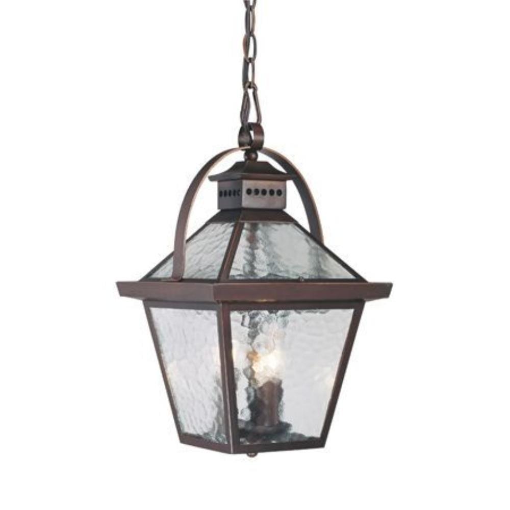 Architectural Bronze and Glass 3-Light Outdoor Hanging Lantern