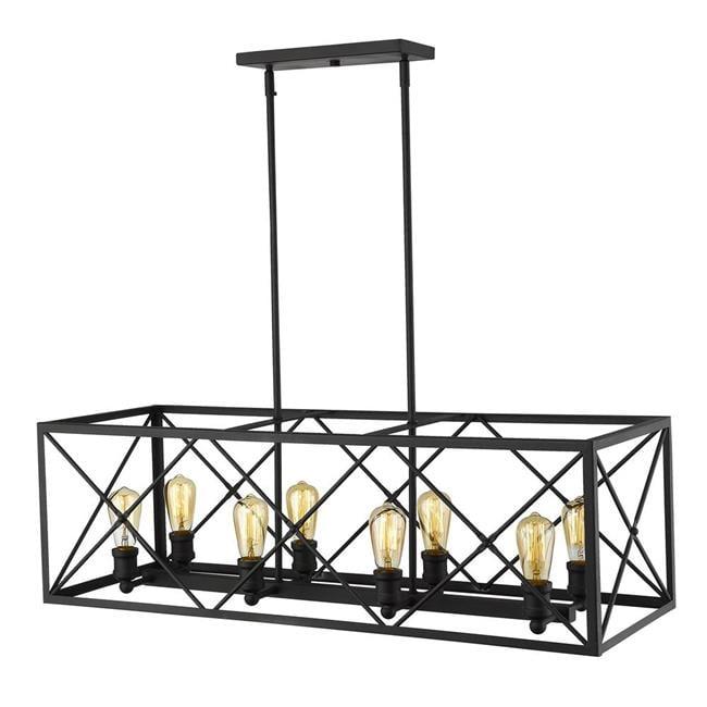 Brooklyn Matte Black 8-Light Island Pendant with Metal Framework