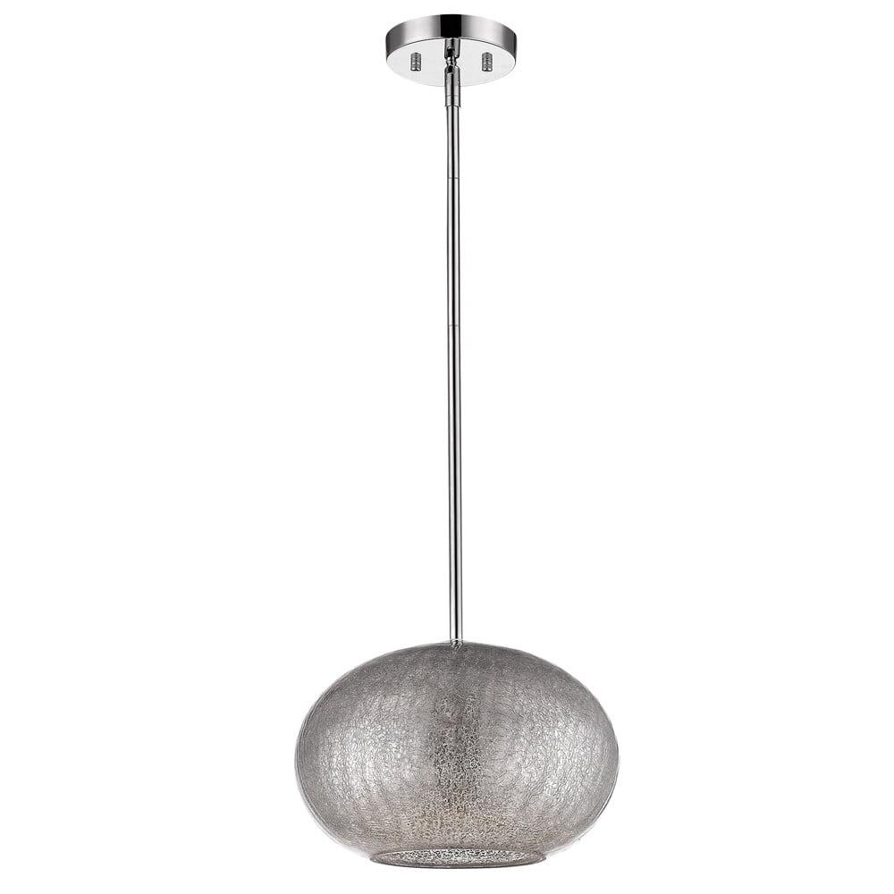 Brielle Polished Nickel Pendant with Textured Glass Shade