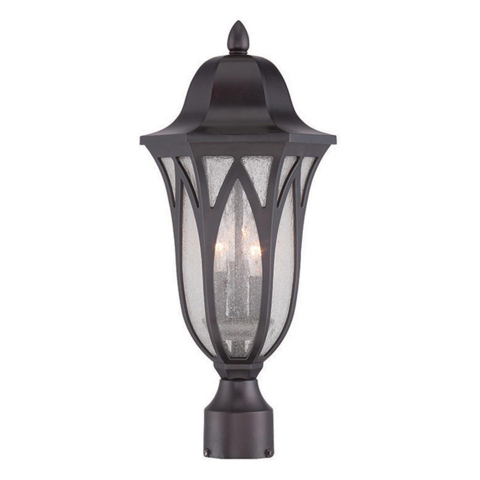 Milano Oil Rubbed Bronze Outdoor Post Lantern with Seeded Glass