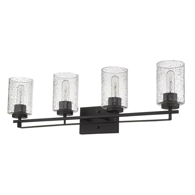 Bronze Orella 4-Light Cylinder Vanity Light with Seedy Glass