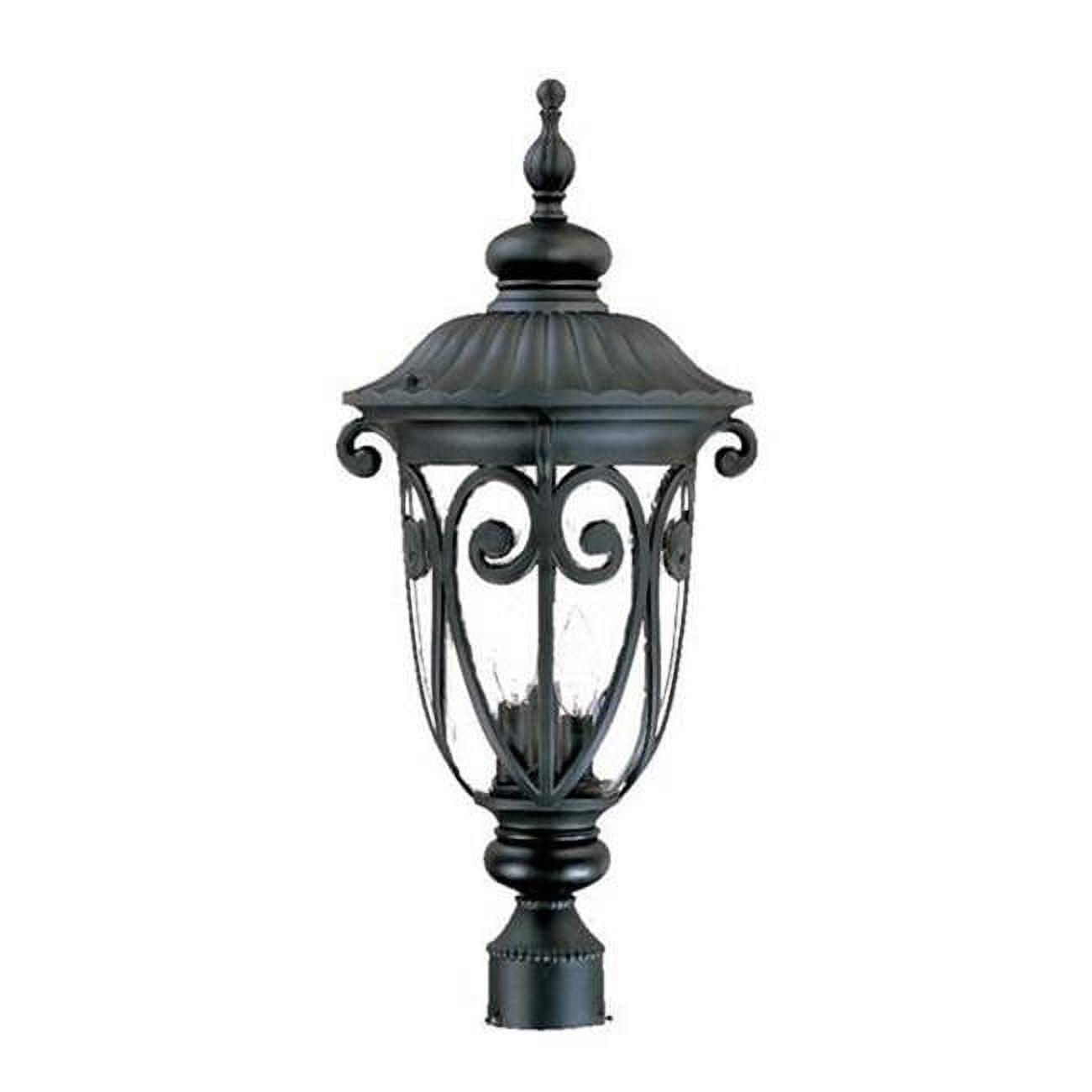 Naples Matte Black Cast Aluminum 3-Light Outdoor Post Lantern