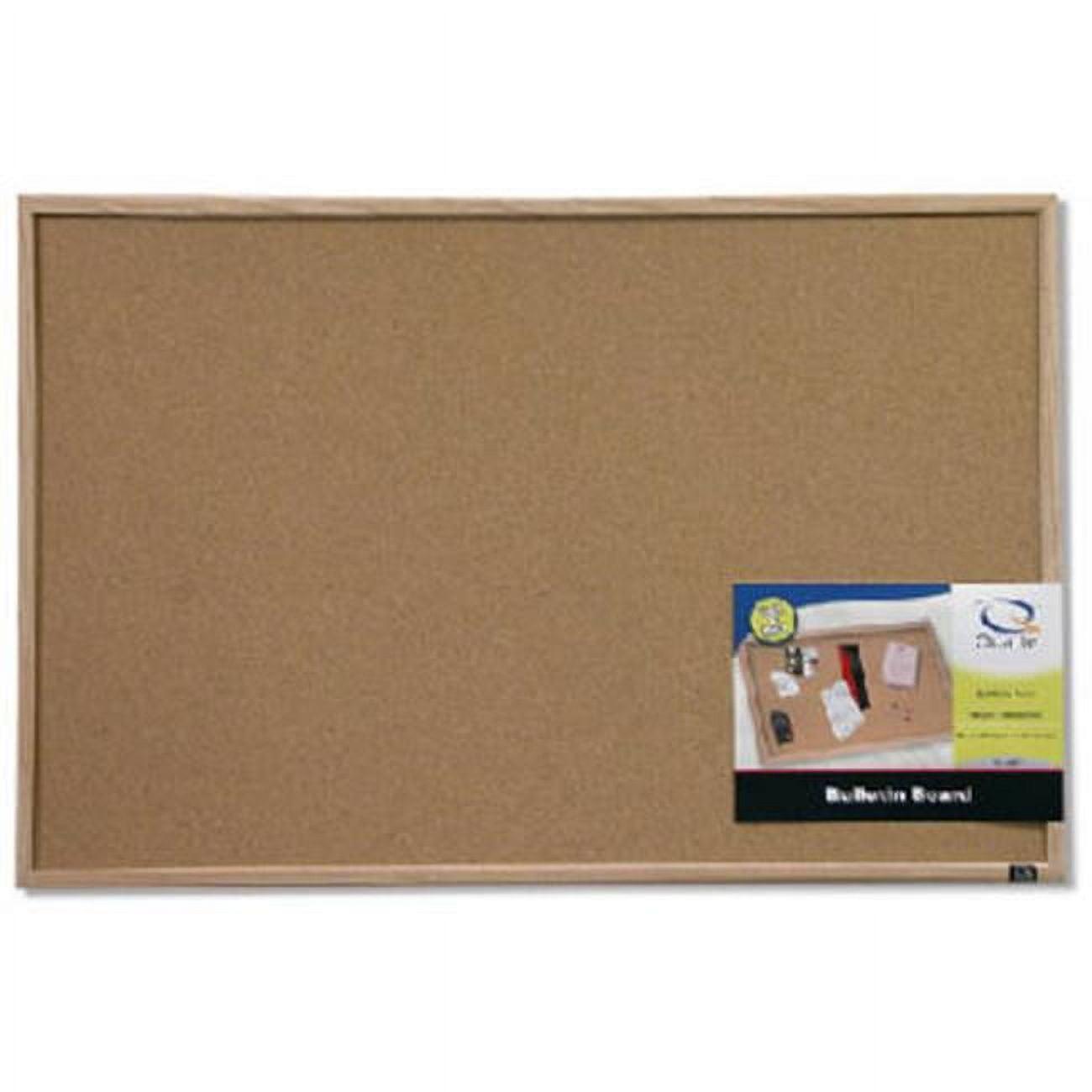 Versatile Oak Finish 35"x22.5" Wood Frame Cork Bulletin Board